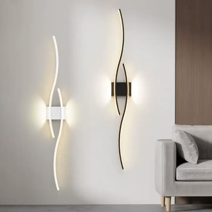 Appliques murales intérieures à LED pour chambre à coucher, chevet, haut et bas, lampes murales à LED, luminaires pour fond de canapé, éclairage intérieur noir