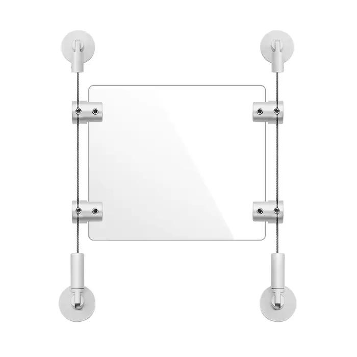 Kit de suspension en acrylique, support réglable avec câble en acier pour accrocher des images/présentoirs