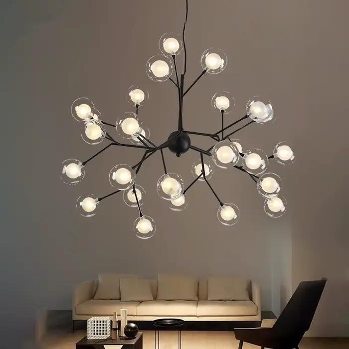Plafonnier LED Suspendu en Forme de Branches d'Arbre, Design Moderne et Élégant, Composé de Boules de Verre