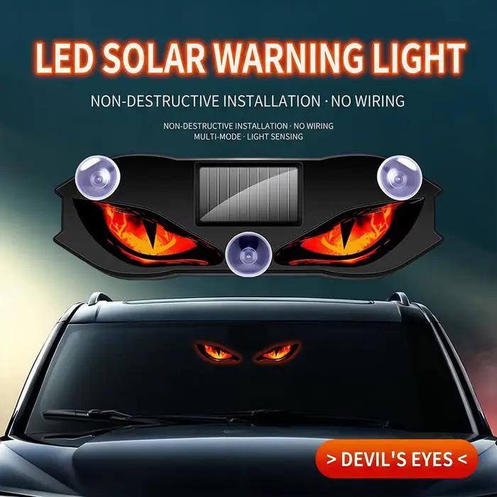 Lampe de signalisation universelle solaire pour voiture, effet œil de démon, clignotante, indicateur de signalisation de véhicule, décoration de fenêtre, accessoires auto