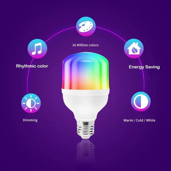 Ampoule LED intelligente à couleur changeante avec télécommande, avec mémoire, ampoule RGB à sept couleurs