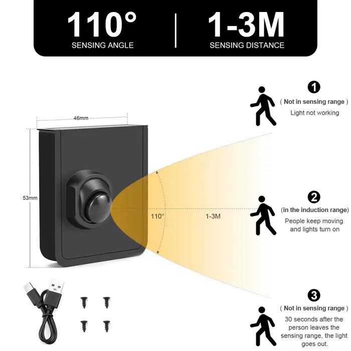 Bande lumineuse LED néon 24V, avec capteurs de mouvement PIR mobiles pratiques, un/double, éclairage de sécurité nocturne pour chambre à coucher, escaliers, salle de bains