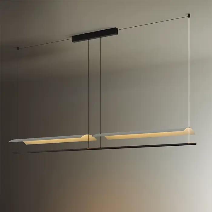 WabiSabi moderne suspension minimaliste longue bande suspension lampe avant-toit acrylique lustre pour salle à manger salon bureau cuisine