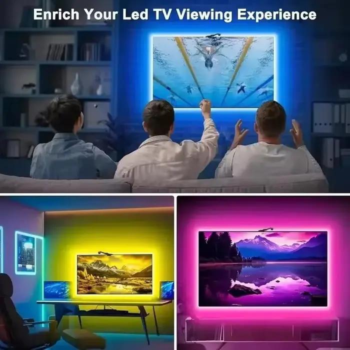 Téléviseur LED Ambilight intelligent, éclairage LED Ambilight pour téléviseur 55-75 pouces, caméra de rétroéclairage TV 3,8 m 5 mètres, synchronisation musicale, bande LED immersive pour TV
