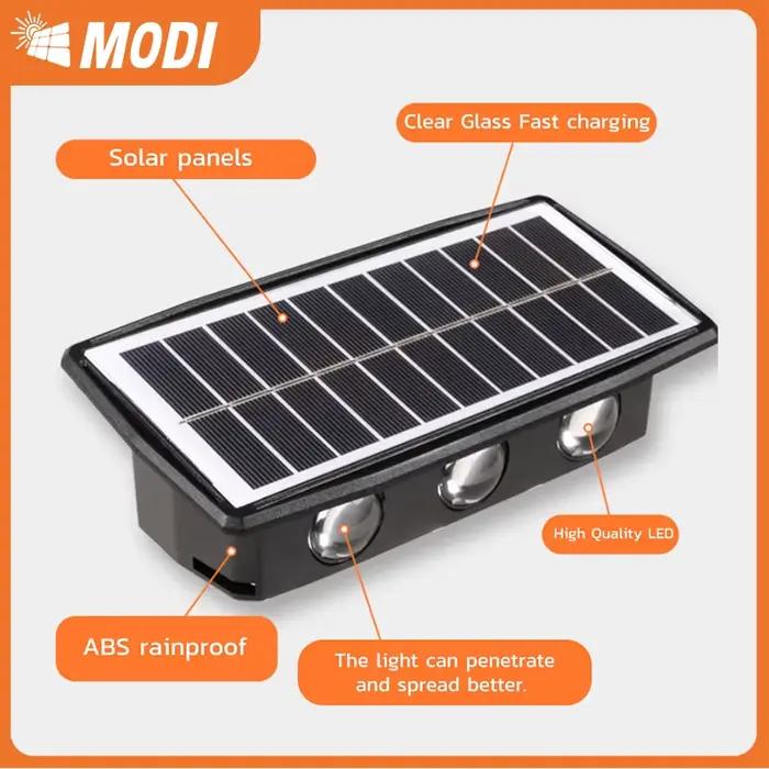 Lampes murales solaires LED étanches IP65, éclairage extérieur économe en énergie avec blanc chaud et or, réglable pour jardin F