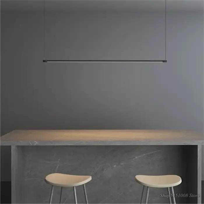 Lampe à suspension linéaire moderne réglable noir suspension pour Bar bureau cuisine île éclairage noir Long lustre