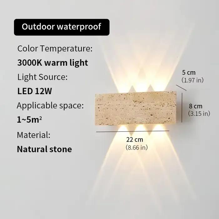 Wabi-sabi mur LED lampe jardin lumière pierre IP65 extérieur étanche chevet rétro appliques luminaire décoration de la maison intérieure