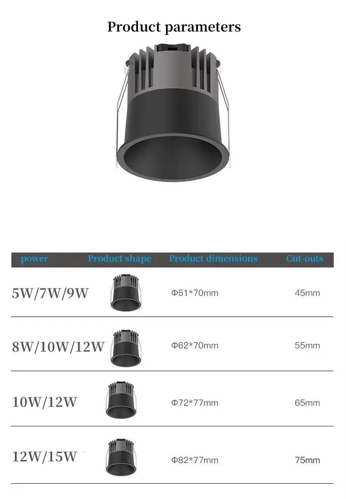 LED encastré spot minimaliste maison 5W 7W 8W 9W 12W 15W 110-220V allée couloir balcon anti-éblouissement plafonnier sans propriétaire