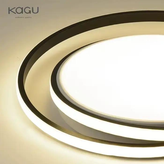 KAGU moderne rond LED lustre salon chambre cuisine lampe salle d'étude noir or plafonnier décoration de la maison