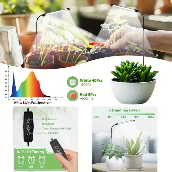 Lampe LED pour la croissance des plantes Lampe USB pour plantes de jardinage à spectre complet 6000K, mini ceinture pour contrôler la floraison intérieure des plantes cultivées.