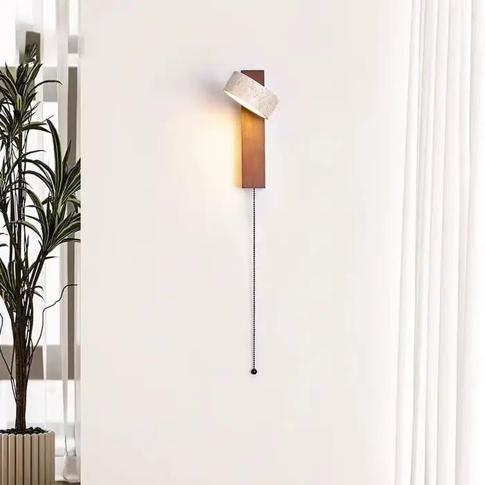 Applique murale pour tête de lit de chambre à coucher éclairage rétro en bois massif style wabi-sabi français modern design chambre à coucher salon