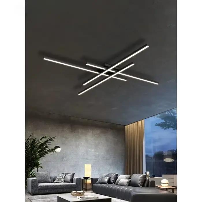 Lustre noir pour chambre principale, lampes de salon, plafonnier LED, éclairage à économie d'énergie, bande lumineuse créative pour chambre d'amis
