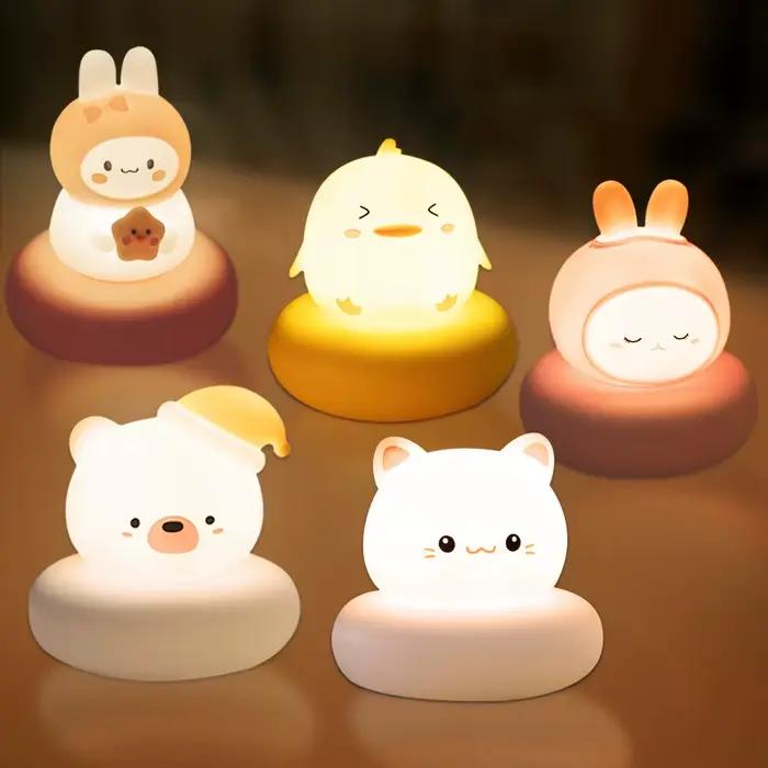 Veilleuse mignonne chat et ours avec 3 niveaux de luminosité