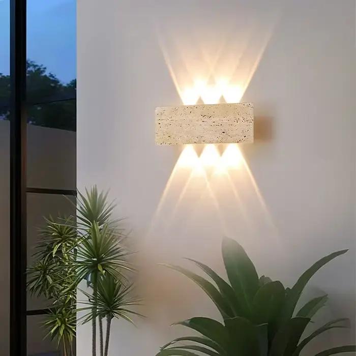 Wabi-sabi mur LED lampe jardin lumière pierre IP65 extérieur étanche chevet rétro appliques luminaire décoration de la maison intérieure