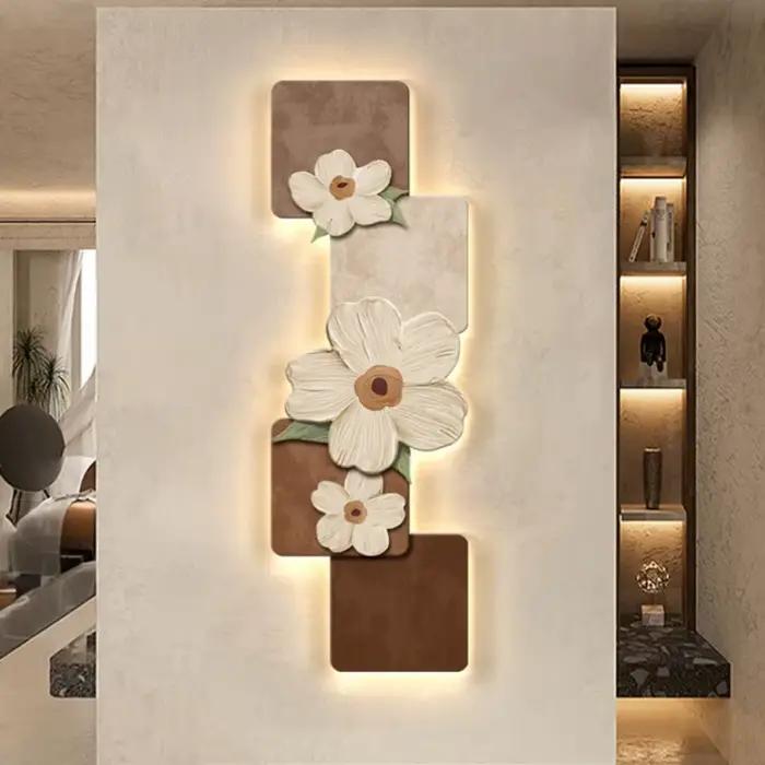 Fleurs modernes LED lumière murale pour couloir salon