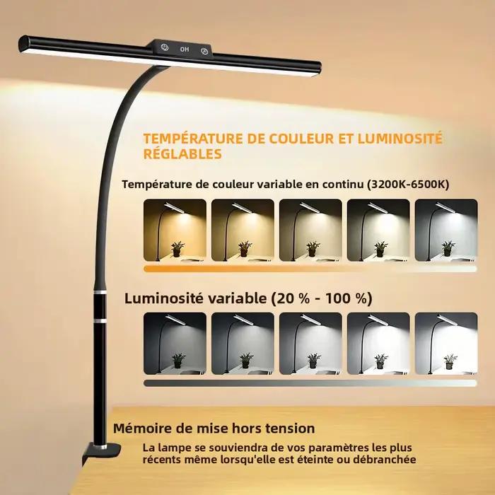 Lampe de bureau architecte LED pour la maison, protection des yeux, sans scintillement, col de cygne flexible, intensité réglable, écran d'ordinateur de bureau, lumière de table USB pour la lecture et