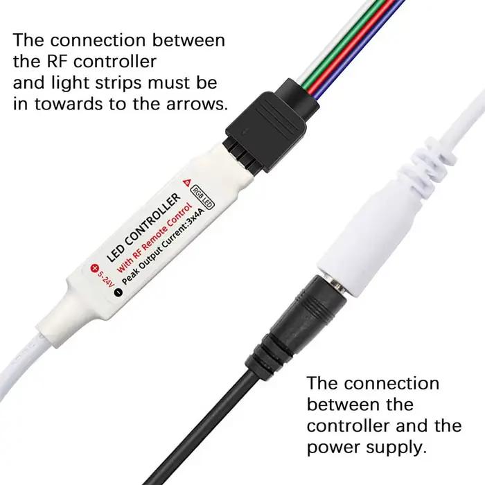 Contrôleur LED à distance sans fil RF à 17 touches, DC 5V/12V/24V pour bandes lumineuses LED 5050 3528 5630, Mini contrôleur RGB LED RF à 4 broches