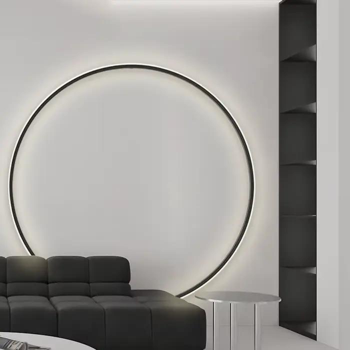 Applique murale LED 80/100/120CM, lumière tricolore moderne, grand cercle, décoration murale pour la maison, chambre à coucher, salon, éclairage intérieur