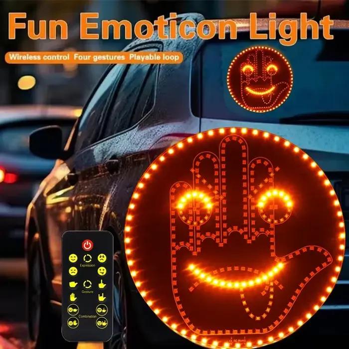 Lampe de geste créative et amusante, trois modèles, intérieur de voiture, pare-brise arrière, panneau de geste de la main, panneau de doigt du milieu, feu de stop d'avertissement