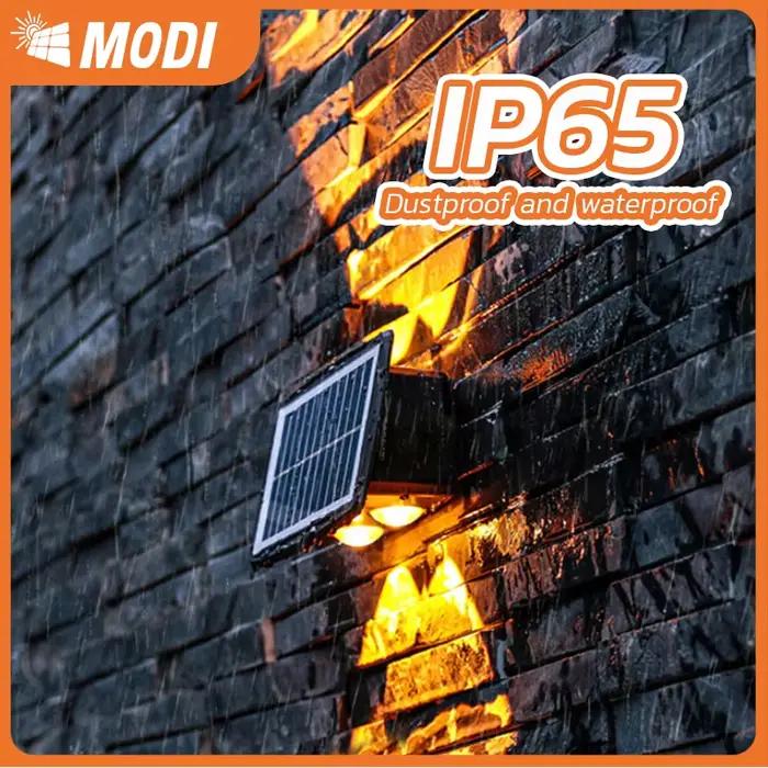 Lampes murales solaires LED étanches IP65, éclairage extérieur économe en énergie avec blanc chaud et or, réglable pour jardin F