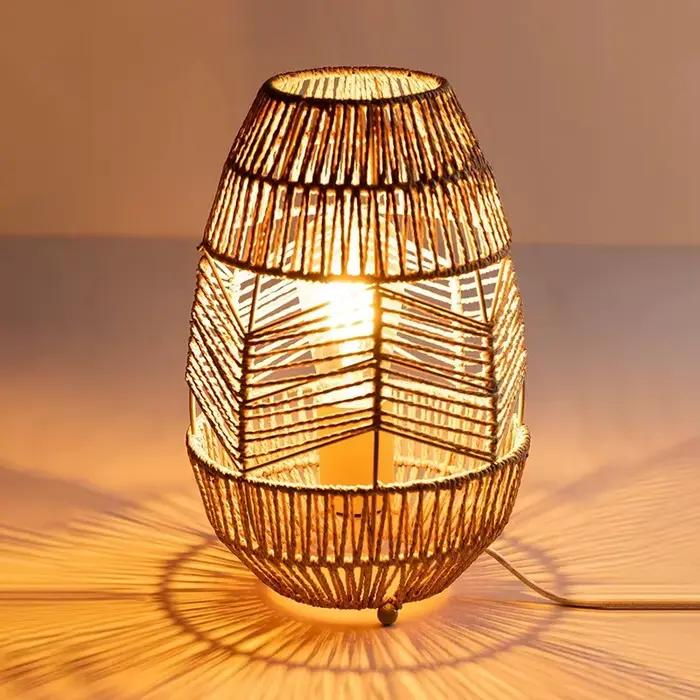 Vinatge-Lampadaire LED en Rotin Fait à la Main, Luminaire Décoratif d'Nik, Idéal pour un Salon, une Chambre à Coucher ou un Canapé