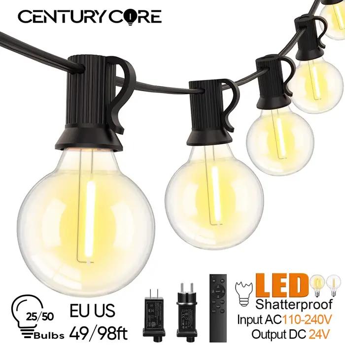 Guirlande lumineuse Led G40 24V, 15M 30M, avec télécommande, variable, étanche, pour l'extérieur, pour mariage, décoration du nouvel an