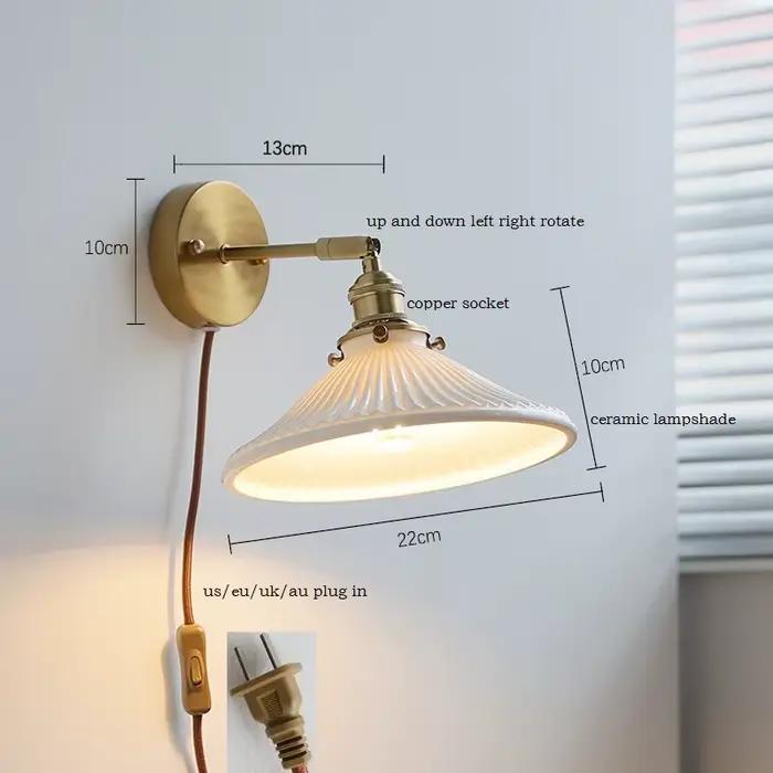 SuffHD-Applique Murale LED Nordique Moderne, Abat-Jour en Céramique, Prise UE US, Joli, Chambre à Coucher, Salon, Applique à Côté de la Lampe