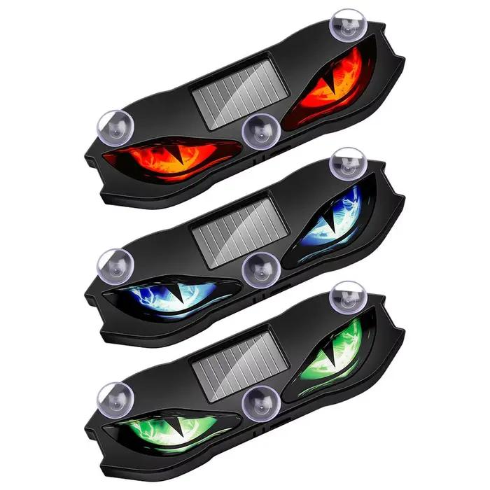 Lampe de signalisation universelle solaire pour voiture, effet œil de démon, clignotante, indicateur de signalisation de véhicule, décoration de fenêtre, accessoires auto