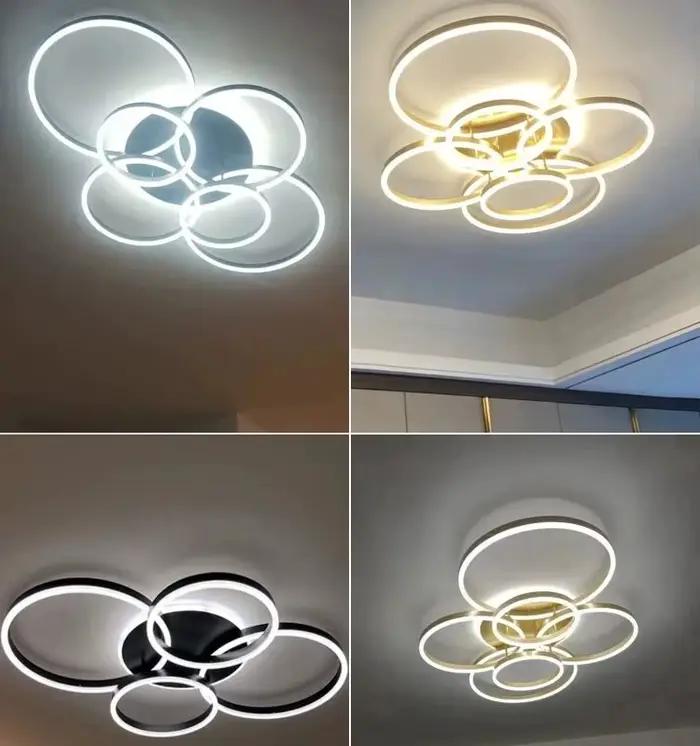 Lustre moderne à LED pour intérieur, plafonnier pour salon, bureau, chambre à coucher, anneaux ronds nordiques, décoration de la maison