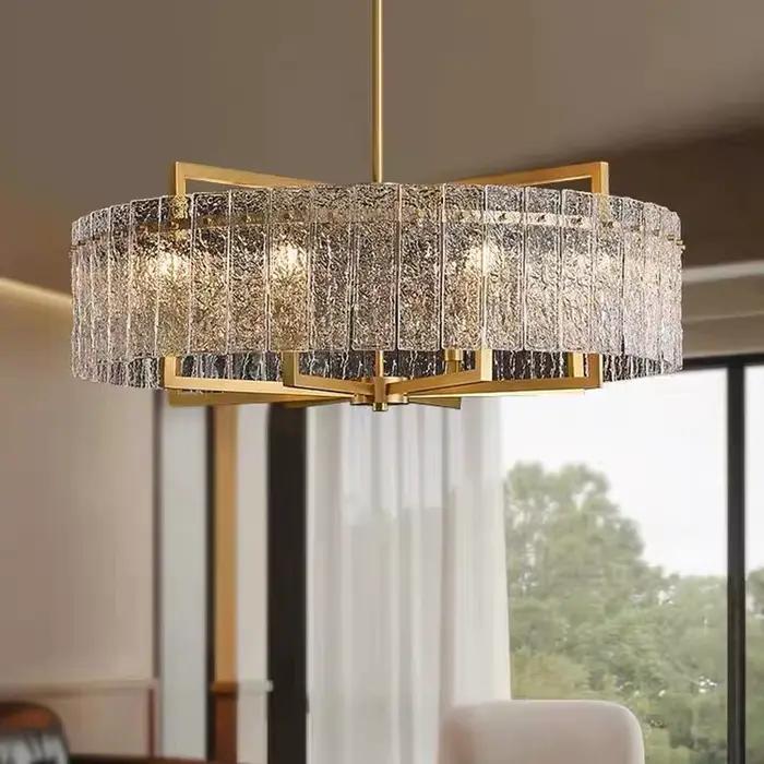 Plafonnier LED suspendu en cristal K9 design moderne luminaire décoratif intérieur pour salon hôtel restaurant élégance contemporaine ambiance relaxante