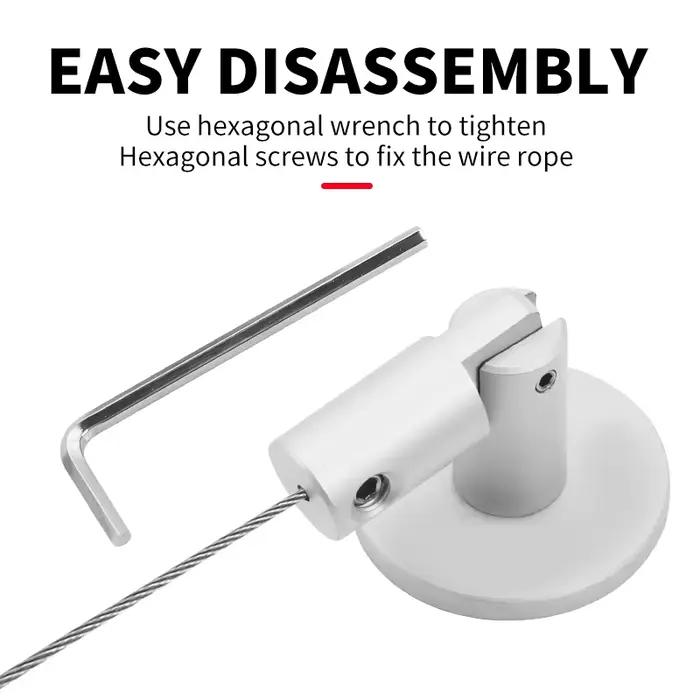 Kit de suspension en acrylique, support réglable avec câble en acier pour accrocher des images/présentoirs