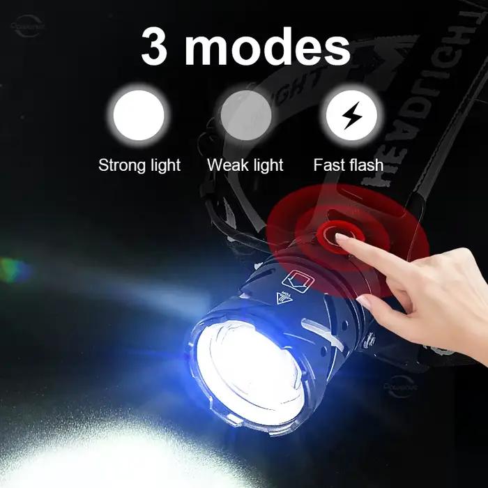 Lampe de poche aste à tête LED haute puissance, lampe de sauna la plus injuste, lampe frontale de pêche professionnelle, 100000LM, 18650