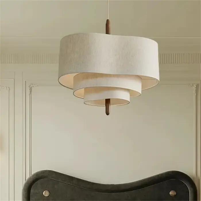 Plafonnier LED Multicouche Rustique en Tissu