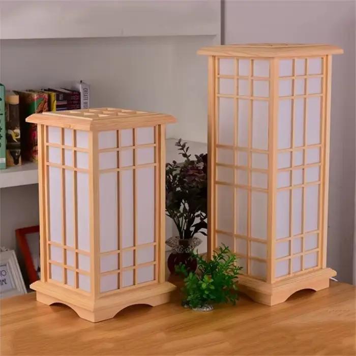 Lampadaire LED en bois de forme carrée de style hypothécaire ami japonais moderne