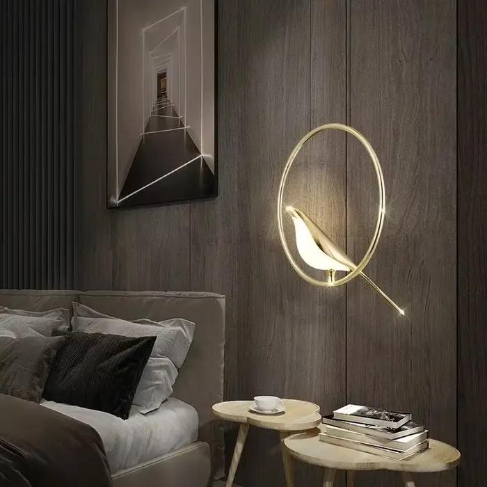 Nordique créatif doré pie oiseau plafond LED lustre moderne Restaurant