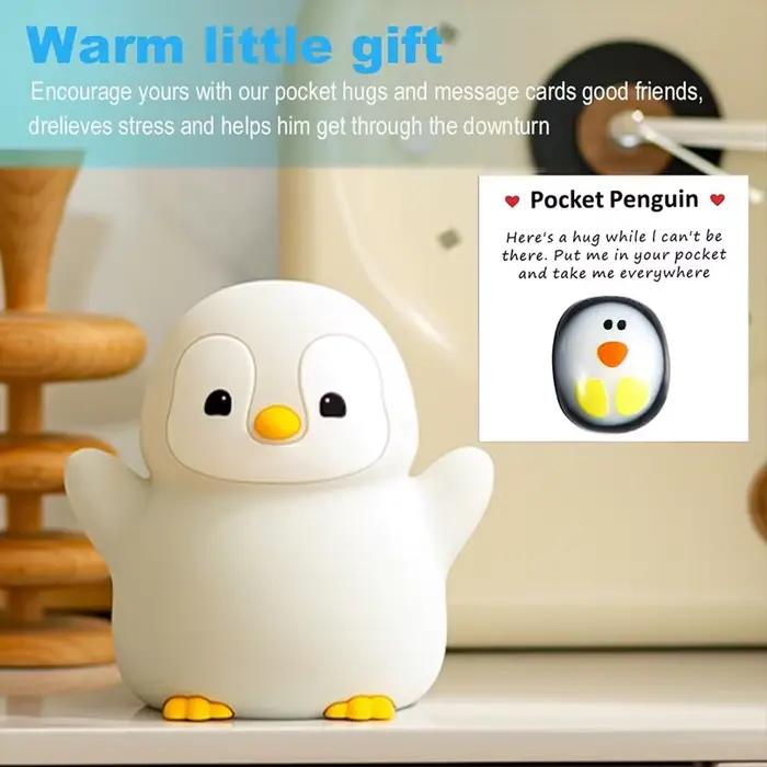 Veilleuse pingouin, lampe de pépinière en silicone spongieux sur le thème des animaux avec synchronisation de gradation, veilleuse de chevet rechargeable par USB