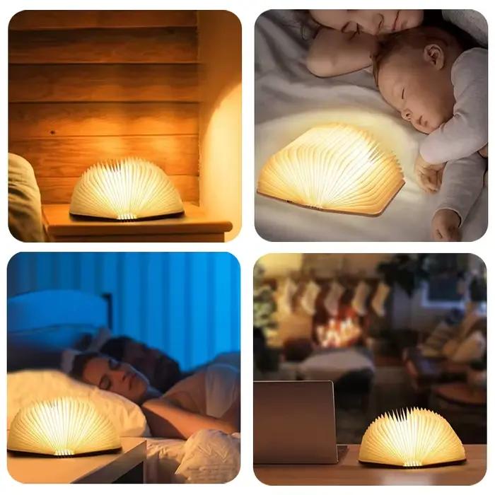 Lampe de livre pliable LED rechargeable, lumière de nuit 3 couleurs, cadeau d'anniversaire, lampe de table lumineuse, lampe de chevet, lumière d'ambiance