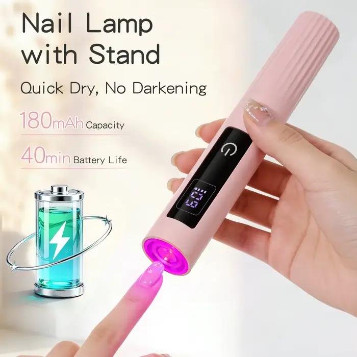 Mini lampe UV portable pour ongles avec support, lampe UV portable avec écran pour ongles en gel, séchoir à ongles rechargeable USB