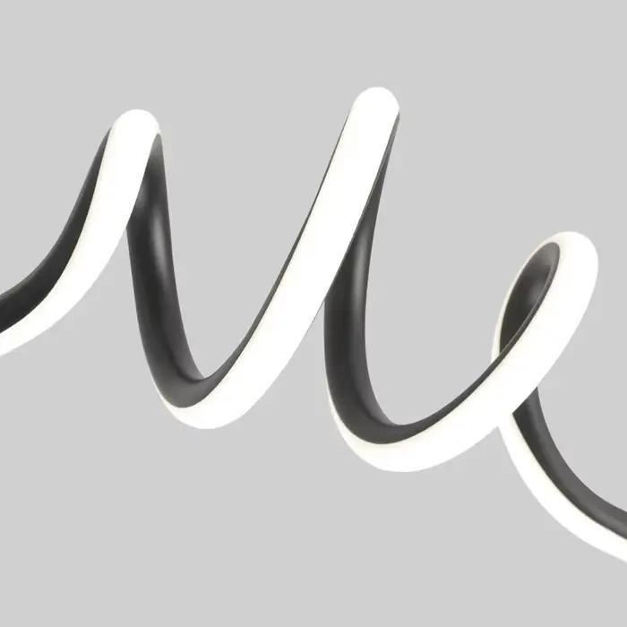 Moderne noir pendentif LED lumière pour salle à manger lustre incurvé efficace luminaire à la maison cuisine salon décor à la maison