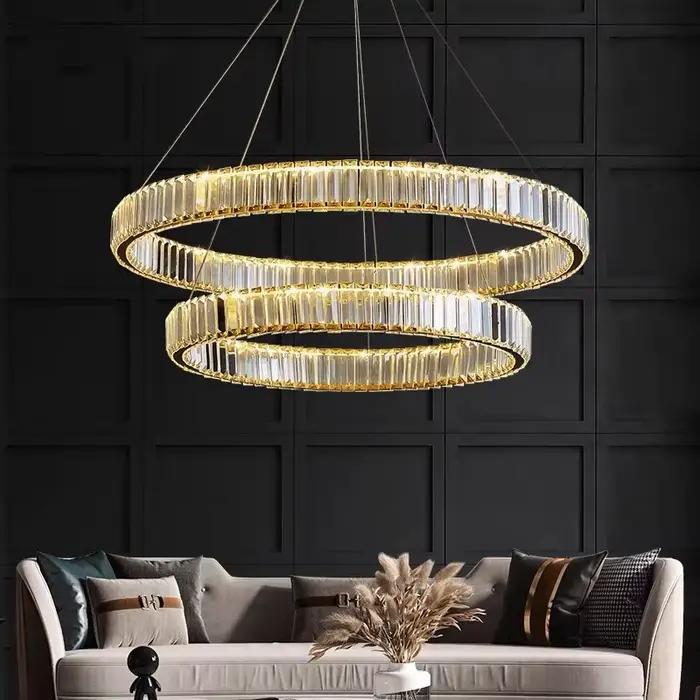 Lustre moderne cristal Led Plafond Lustres éclairage salon décor suspension lampe salle à manger