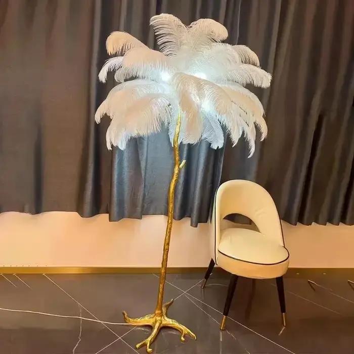 Lampadaire de luxe nordique en plumes d'autruche
