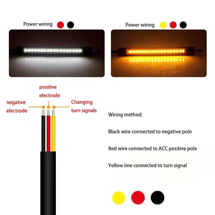 Clignotant LED pour moto, bande lumineuse DRL, ambre, blanc, anneau de fourche, clignotant de course, 1 pièce, 2 pièces, 4 pièces