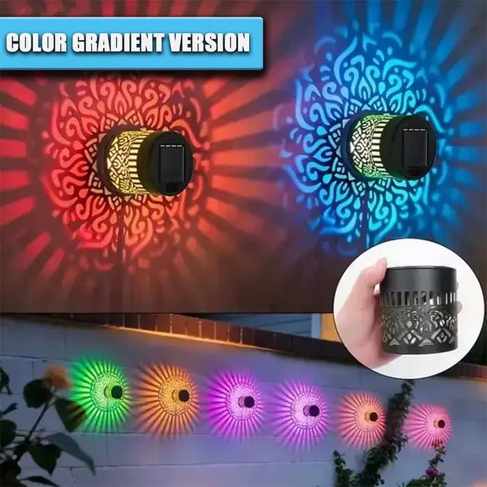Lampes solaires d'extérieur, lumière murale solaire Mandala pour jardin, projecteur de clôture de jardin, lampe d'ambiance pour patio, décoration pour cour et jardin