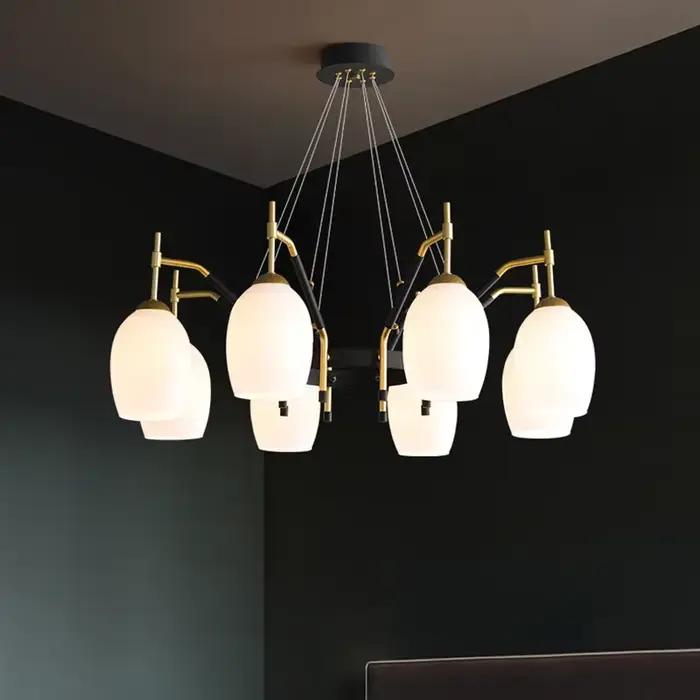 Nouveau LED lustre pour salon cuisine île salle à manger plafonnier rétro nordique noir verre E27 Design Suspension lumières