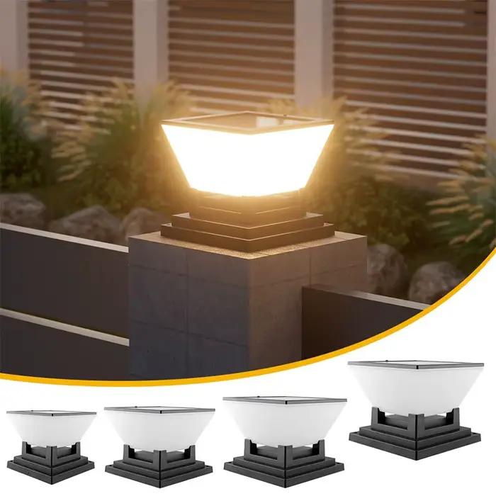Lampe solaire noire imperméable avec capuchon de poteau
