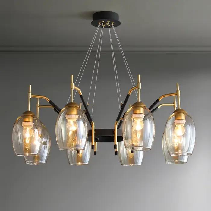 Plafonnier LED Suspendu en Verre Noir, Design Rétro Nordique, Luminaire Décoratif de Plafond, Idéal pour un Salon, une Cuisine ou une Salle à Manger, Nouveau Produit