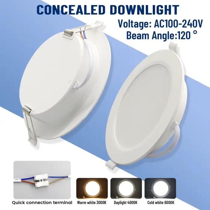 Spot Lumineux LED Encastrable Rond pour le Plafond, Éclairage d'NikDomestique, 110V, 230V, 3000K, 4000K, 6000K, 10W, 24W, Lot de 2 Pièces