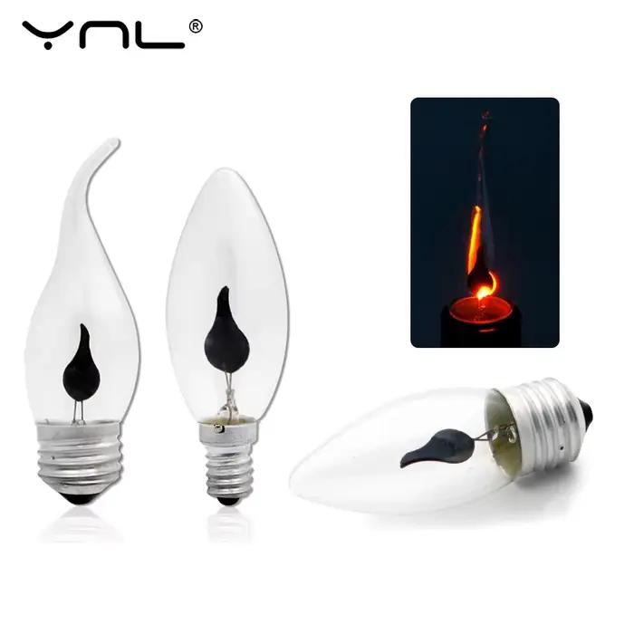 Edison LED scintillement flamme bougie lampes ampoule E27 E14 AC 220 V 230 V 3 W Vintage feu LED queue pointe lumières ampoule décoration éclairage