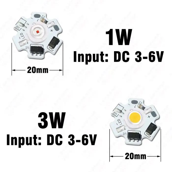 1W 3W 5W LED sans conducteur Puce COB Blanc Rouge Bleu Vert Jaune Violet Spectre complet 3-6V 8-12V 12-24V 1 3 5W Lampe Perle Source lumineuse Diode