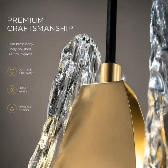 Lampe suspendue de luxe en verre bleu cuivre